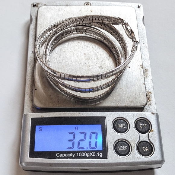 🩶 Vintage 925 Solid Sterling Silver Omega Link Snake Chain Necklace - Picture 7 of 7